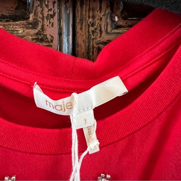 NWT MAJE embellished cotton T-shirt - Picture 4 of 6
